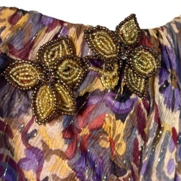 David Meister Floral Golden Thread Spaghetti Strap Cocktail Dress Size 4 - Picture 12 of 12